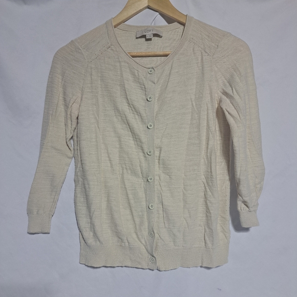LOFT Tops - Ann Taylor Loft Womens S Button‎ Down Cardigan 3/4 Sleeve Ivory